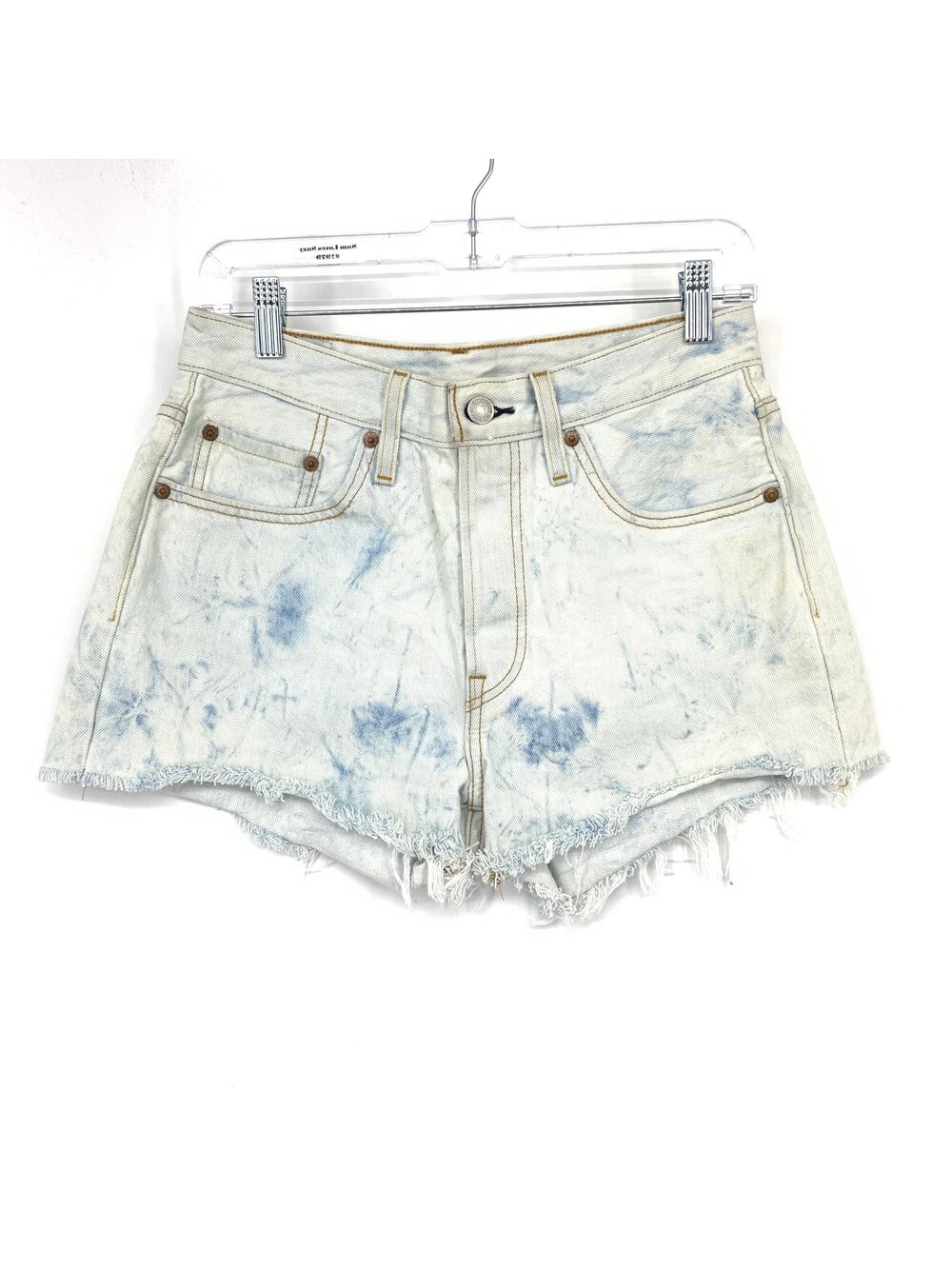Levis 501 Cut Off Jean Shorts Womens Sz 29 Light Wash Tie Dye Denim